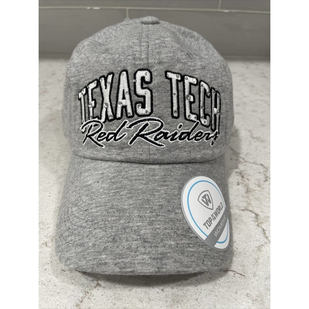 TEXAS TECH Red Raiders Bling Sparkle Women’s Fit Baseball Cap Hat Soft Gray